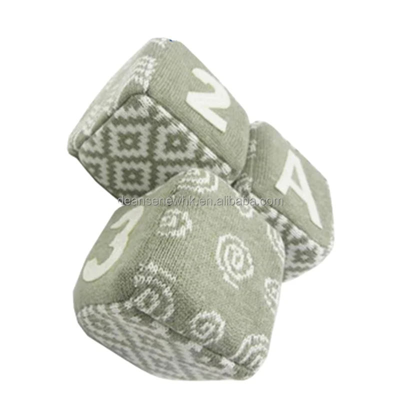 New Design Custom Cute Playful 100% Cotton Jacquard Fall Winter Boy Girl Cable Knit Cube Block Dice Baby Stuffed Toy