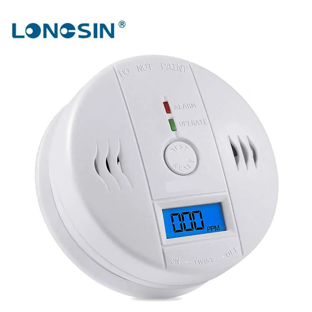 LS-858-4P LCD Display Carbon Monoxide Detectors 3 AA Battery Powered CO sensors alarm CO leakage alert CO level display