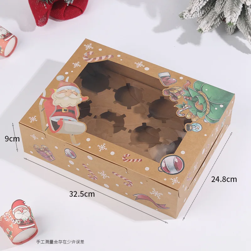 Best seller top window Christmas paper cupcake packaging box