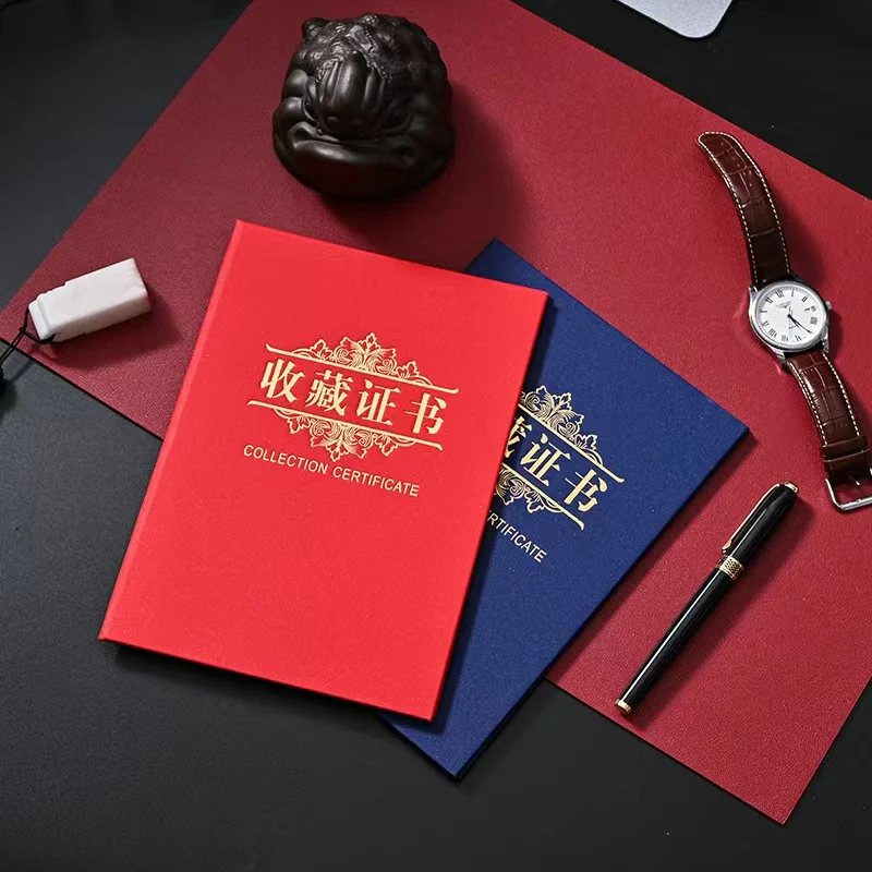 A4 size Cheap Certificate Holder embossed Paper with Paper Certificate gold foil cover