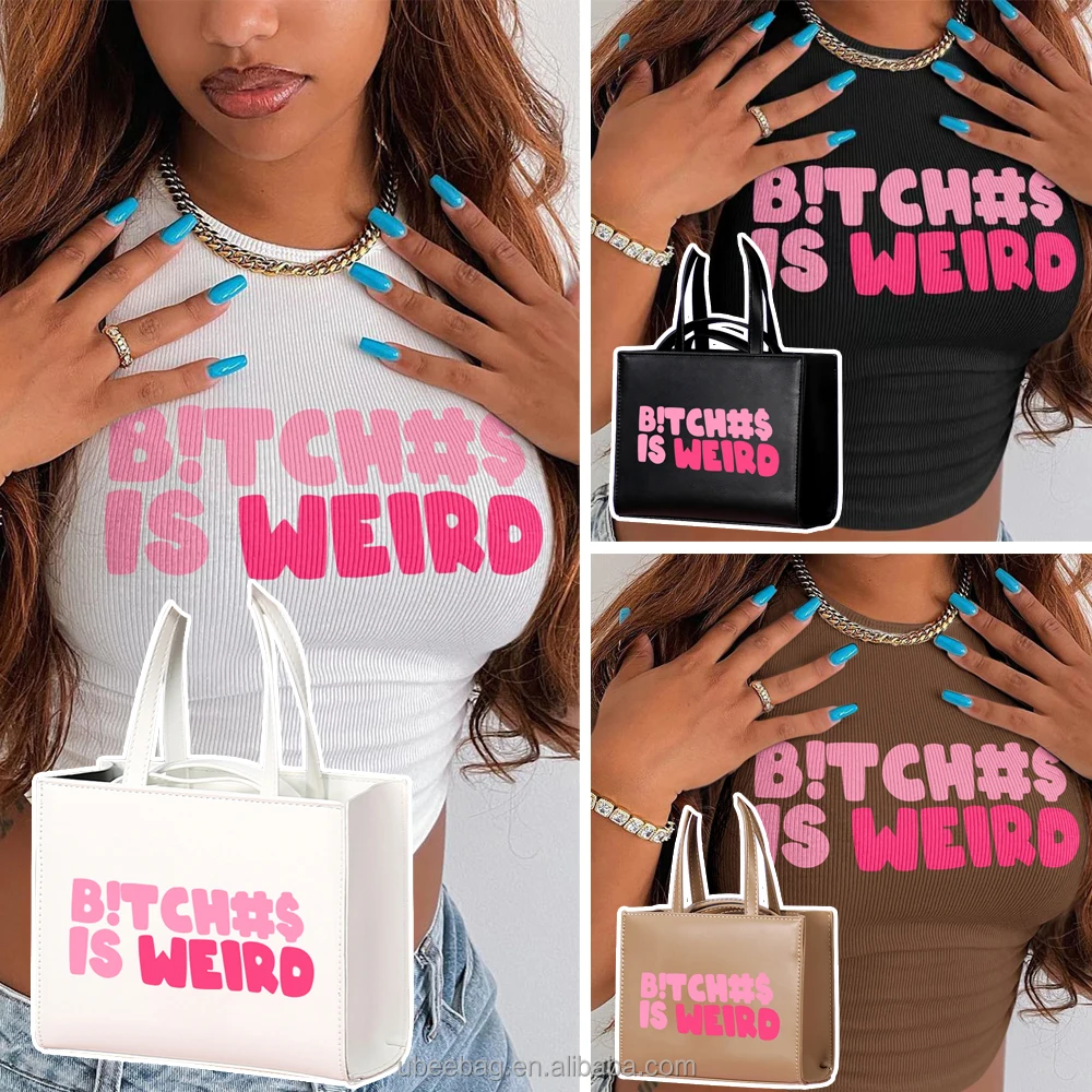 Высокое качество, оптовая продажа, Новейшие женские топы, футболки, индивидуальный логотип, сумочка из искусственной кожи, набор кошельков и сумок, женские сумки-тоут