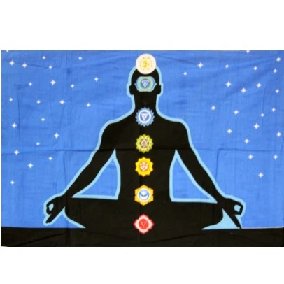 Beautiful Seven Chakra Buddha Wall Hanging Throw Tapestry Cotton Fabric Small Poster Table Cloth