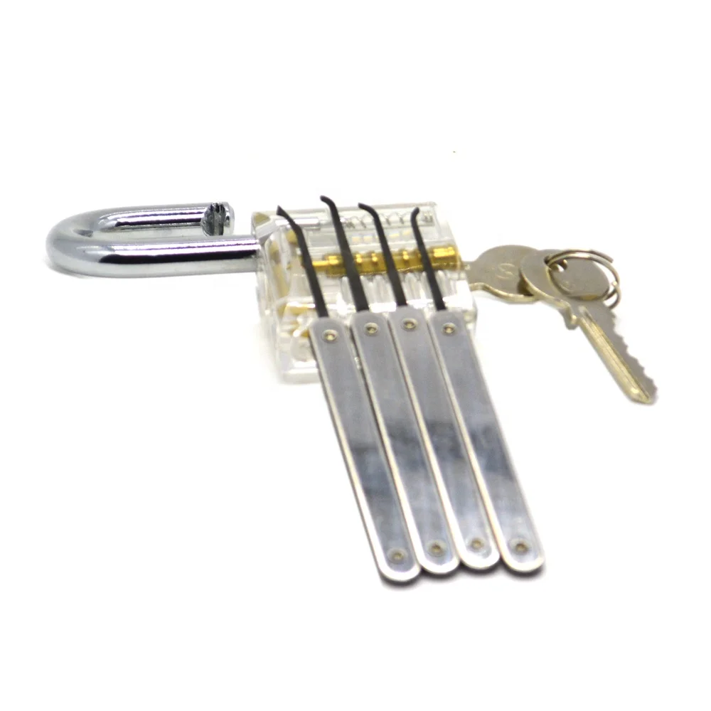 High Quality Stainless Steel Locksmith Tools 22pcs Auto Lock Pick Set Practice Padlock with Transparent 1 Set 22-padlock