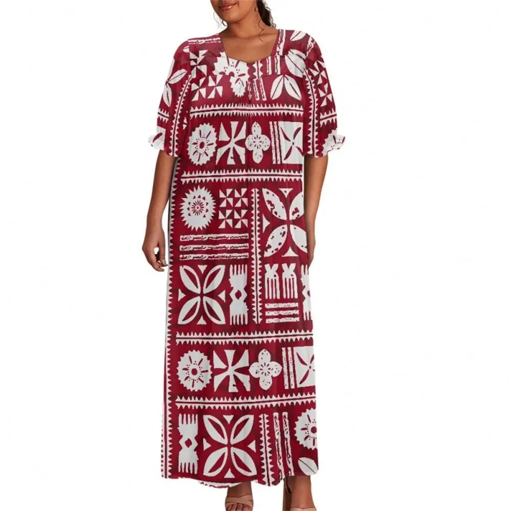 Dropship Oem Women Square Brown Neck Puff Short Sleeve Maxi Dress Delicate Allover Flowers Printing Prom Dress For Lady