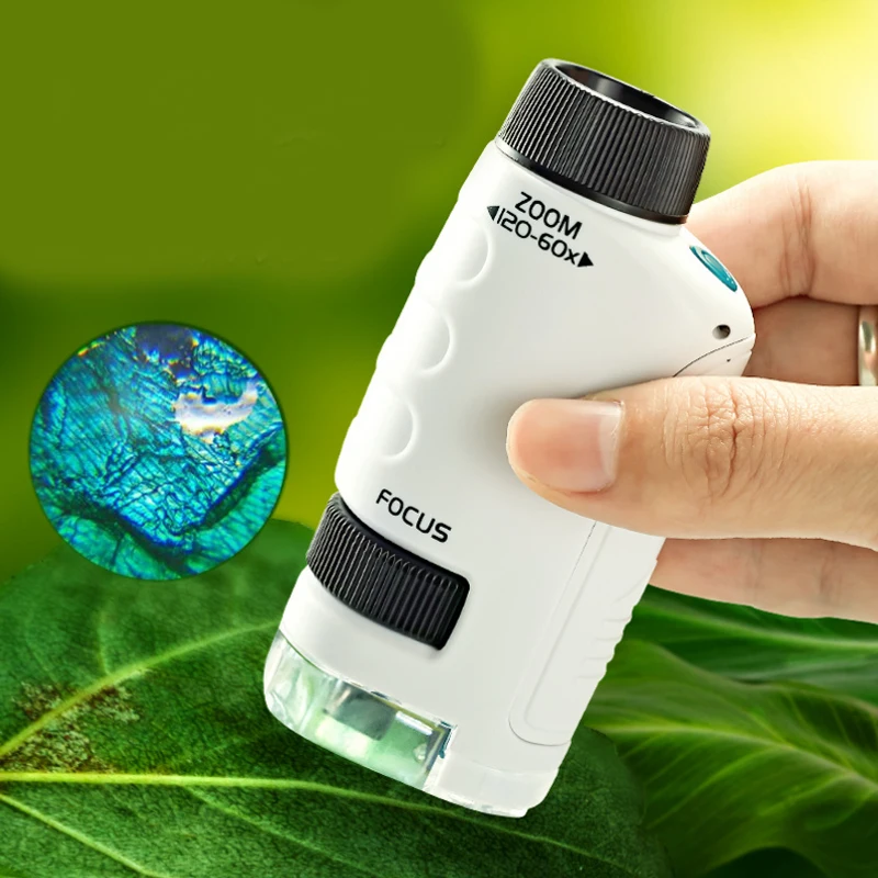 Educational science led light learning student portable kids microscope toy