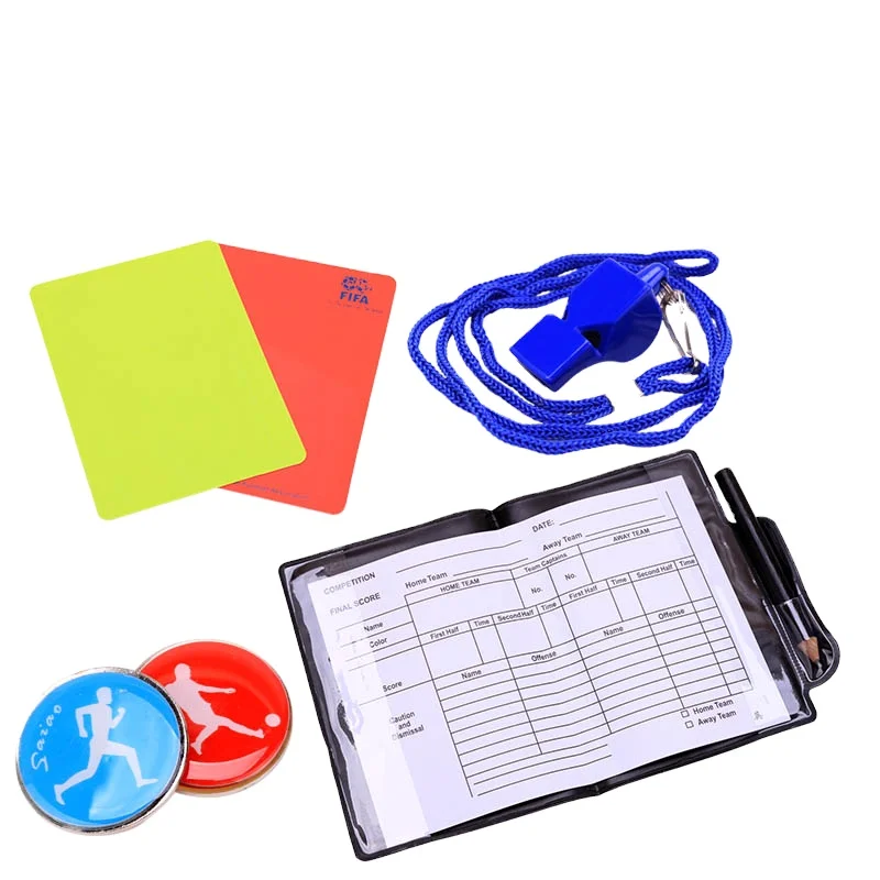 High quality Portable folding pu leather football referee red and Yellow card set with record sheet