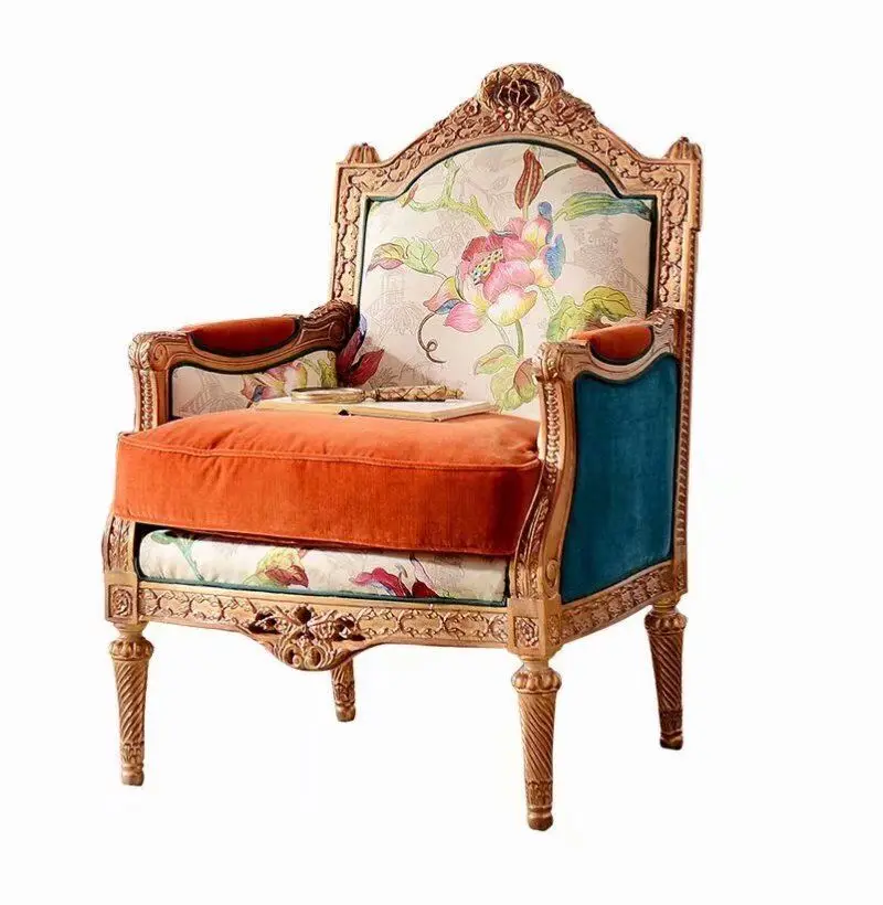 Custom furniture Europe and the United States style retro fashion high-end living room carved 1 sofa