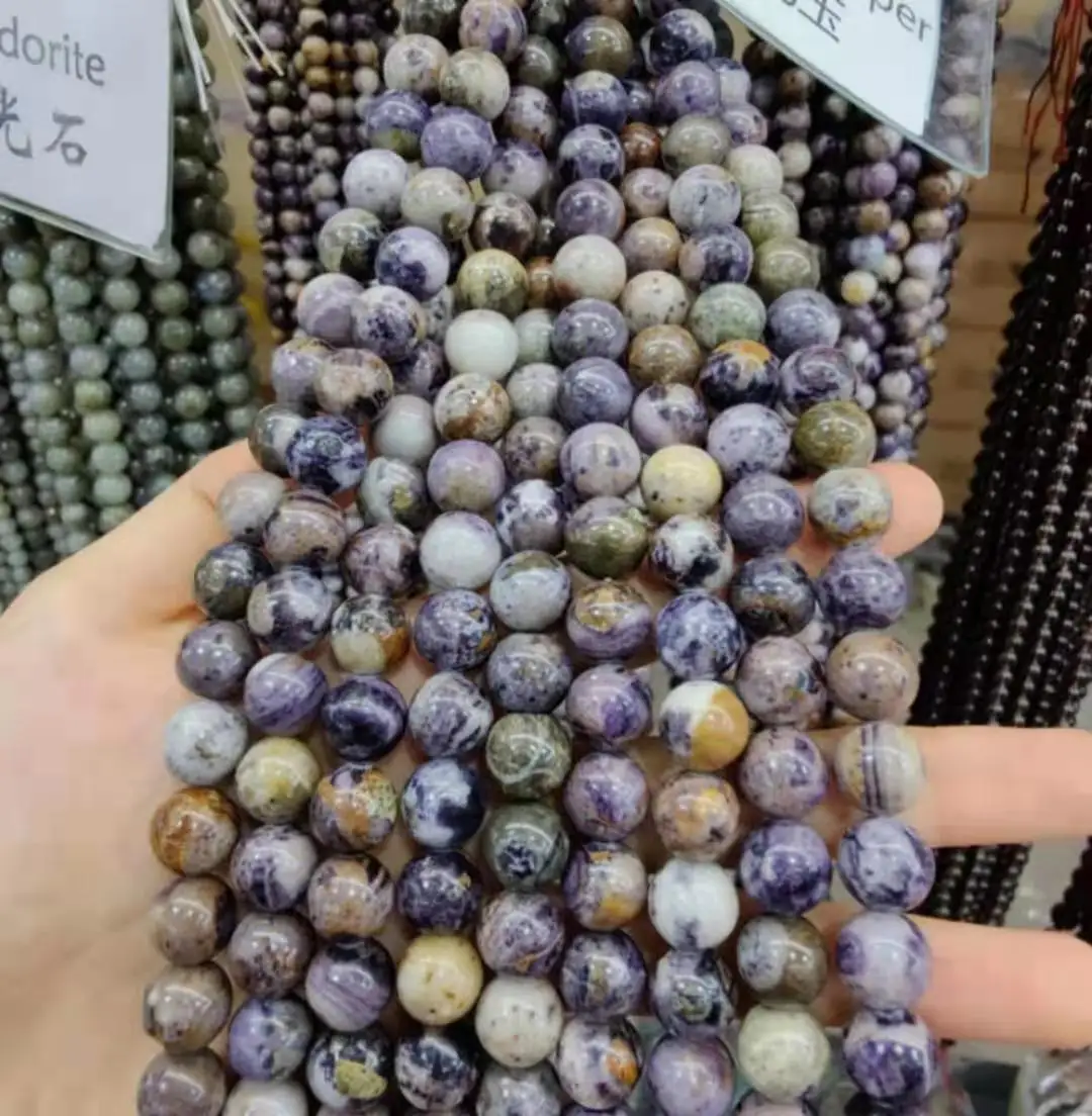 Natural Purple Dragon Jasper Energy Stone for Jewelry Making DIY  Healing Power Round Loose Bead