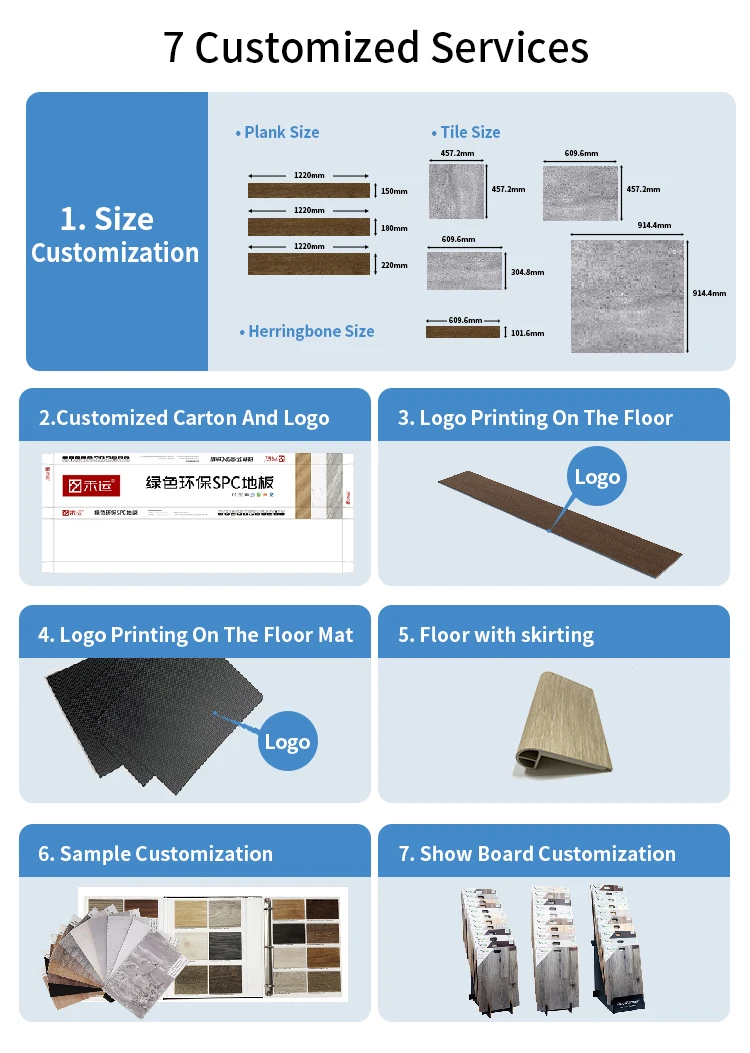 Spc Plastic Flooring 4/0.3mm plus 1mm Sound- proof Underlayment  SPC Click Vinyl Plank Flooring for Commercial