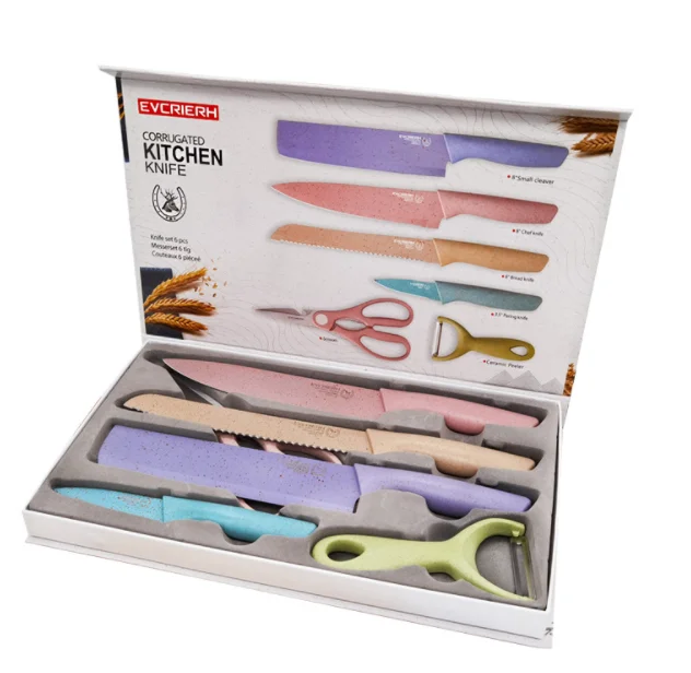 Amazon hot selling 6pcs Kitchen non-stick Stainless Steel Kitchen Knife Set