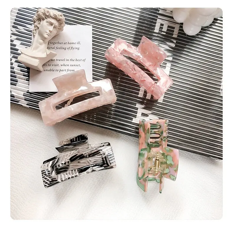 HONEY горячая Распродажа 7,5 см Средняя Квадратная Мраморная ацетатная заколка для волос в черепахе оптом