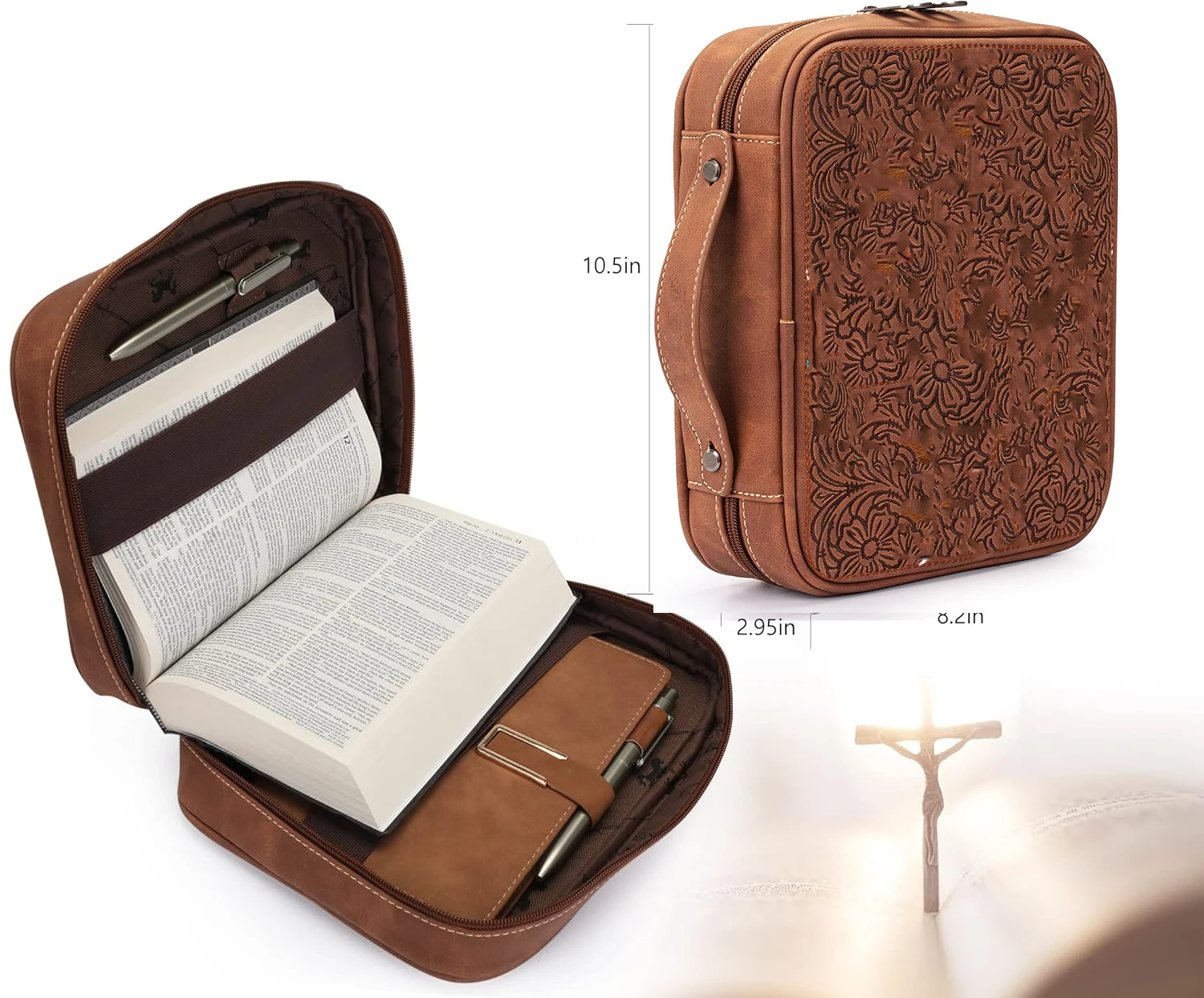 Custom PU Leather book case with Comfort Handle and Zipper bible covers