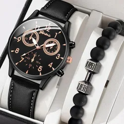 Glass Round Super Clone Watch Fashion Business Chain Watches For Men Water Resistant Versatile Silver Watch Bracelet Set