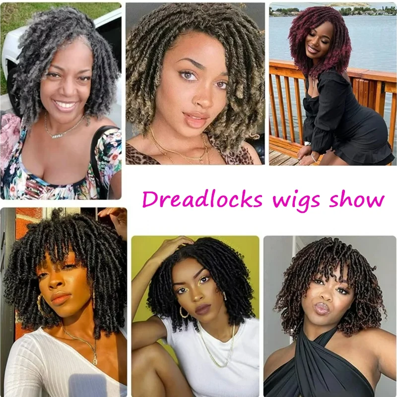 Cheap durable Short Twist Afro Hair Extensions wigs Clip in Short Curly Weave Dreadlock Faux  Synthetic fiber wigExtension