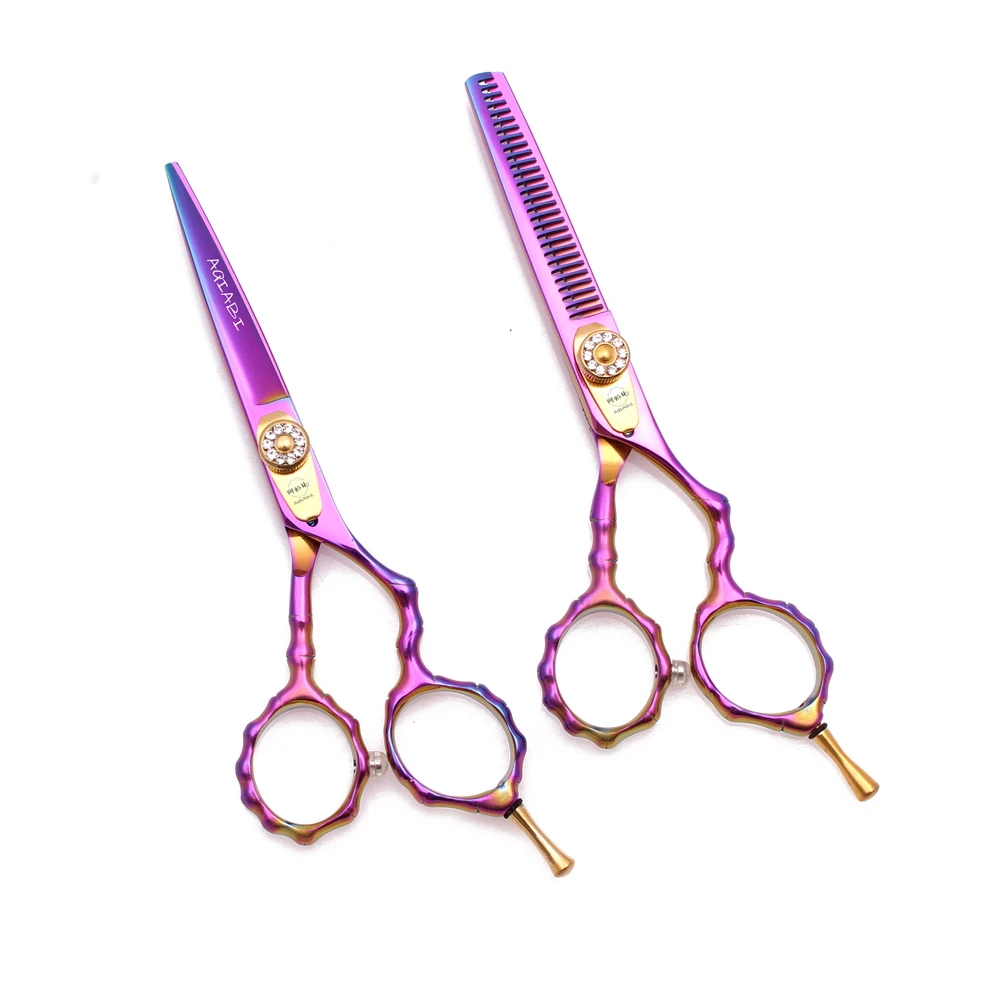 Ножницы для стрижки волос AQIABI JP, 5,5 дюйма, стальные ножницы для волос, парикмахерские ножницы, филировочные ножницы с черной бамбуковой ручкой A9010