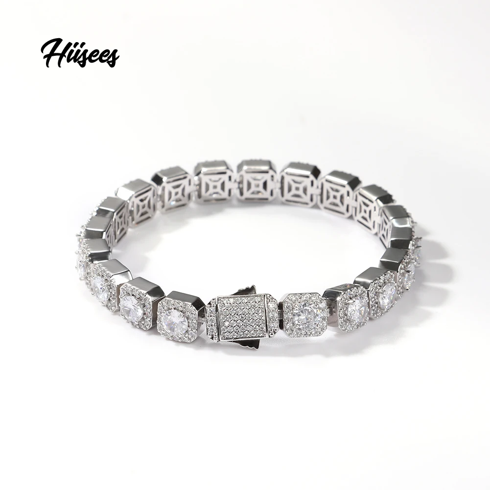 Trending products on amazon silver plated zircon round diamond tennis bracelet designer bracelets women jewelry