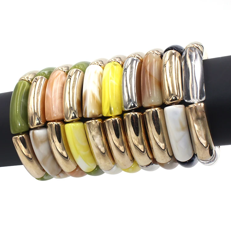 New Trend Candy mixed color bamboo stretch bracelet for Summer beach girl
