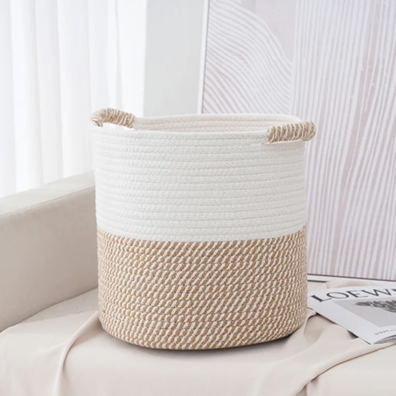 Cotton thread storage basket with handle clothes and toys storage basket plush toy storage basket