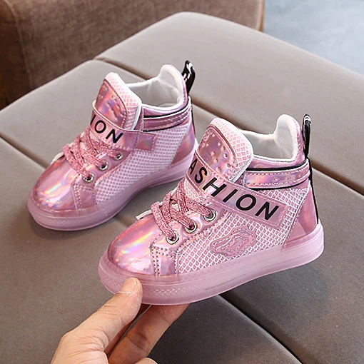  2021 OEM High Quality Top Casual Kid Children Sneaker Led Toddler Girl Shoes With Light For 2-9 Year