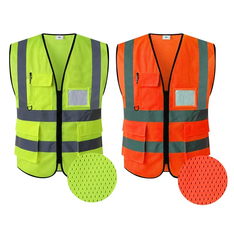 Safety Reflective Vest Mesh Fabric Running Red Hight Visibility Strip Reflective Jacket