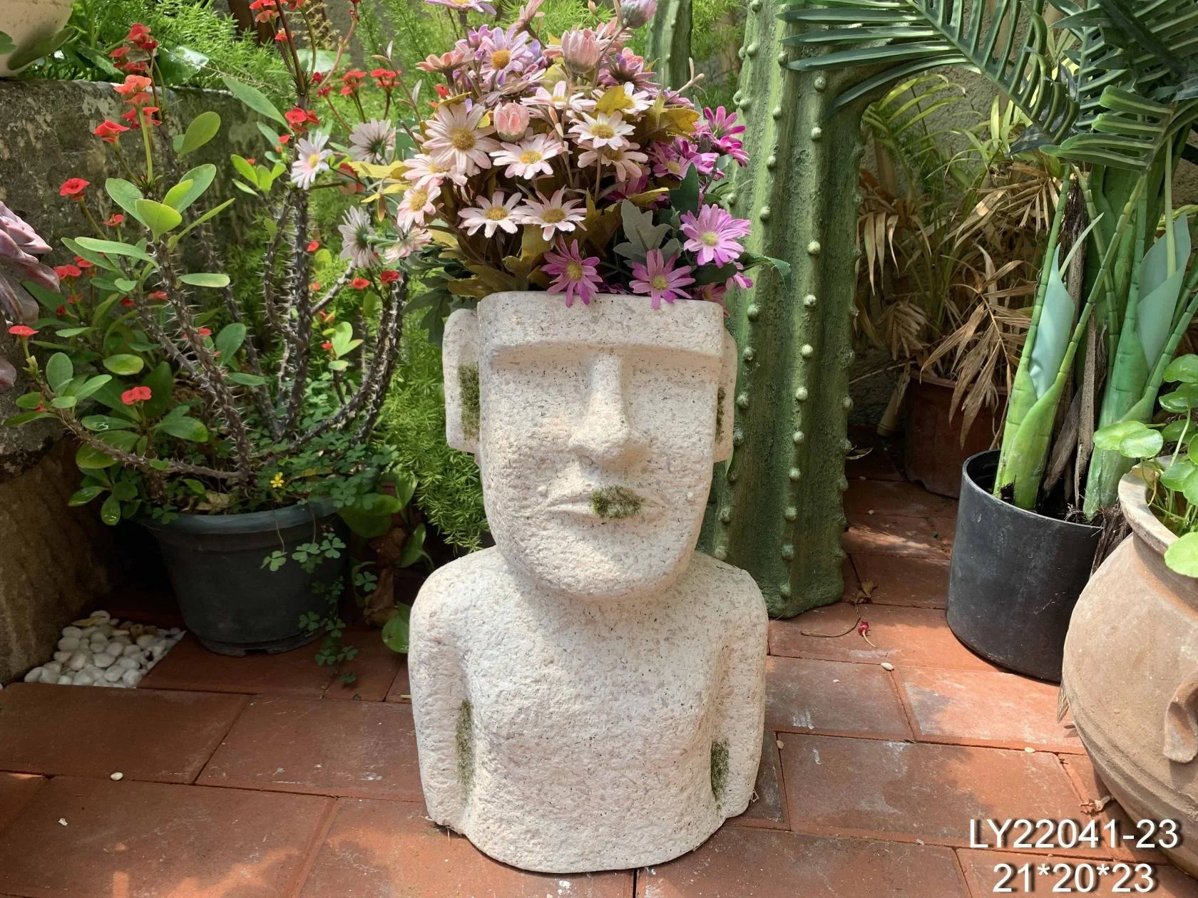 Magnesia modern cute design head planter fiberglass face flower pots for indoor and outdoor garden decoration