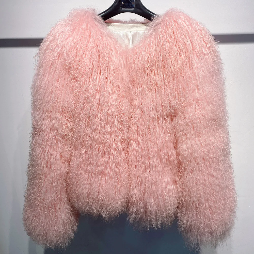 Classic Real Mongolian Fur Coat Ladies Short Genuine Lamb Wool Fur Jacket For Women Sheep Fur Overcoat
