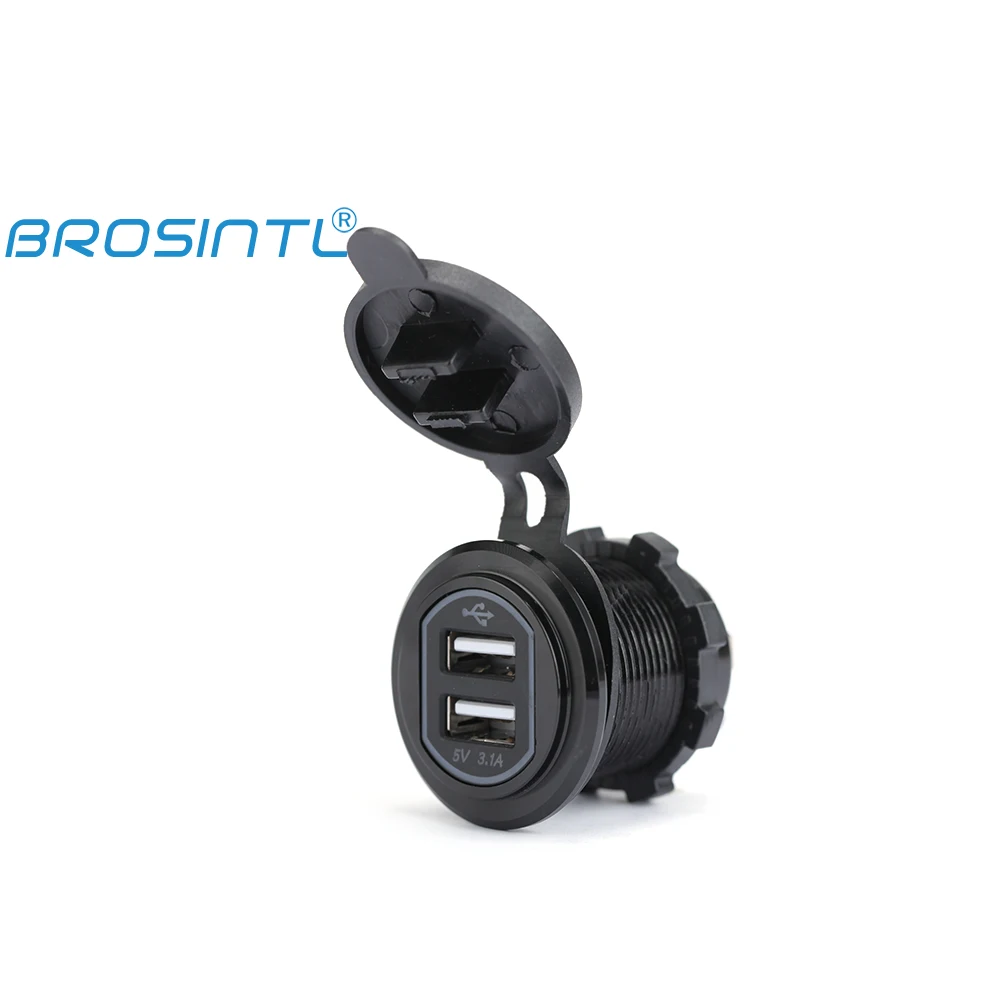 BROSINTL BC013KB алюминиевый корпус 5V 2.1A и 1A выход двойной порт USB зарядное устройство розетка со светодиодной подсветкой