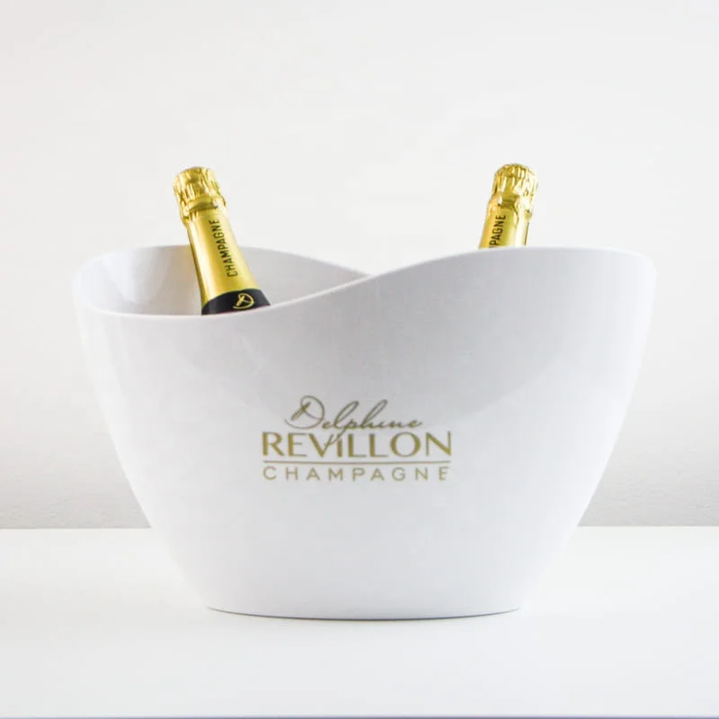 China factory wholesale 10L plastic bowl oval boat wave waved shaped ice bucket wine chiller champagne ice buckets wave shape T