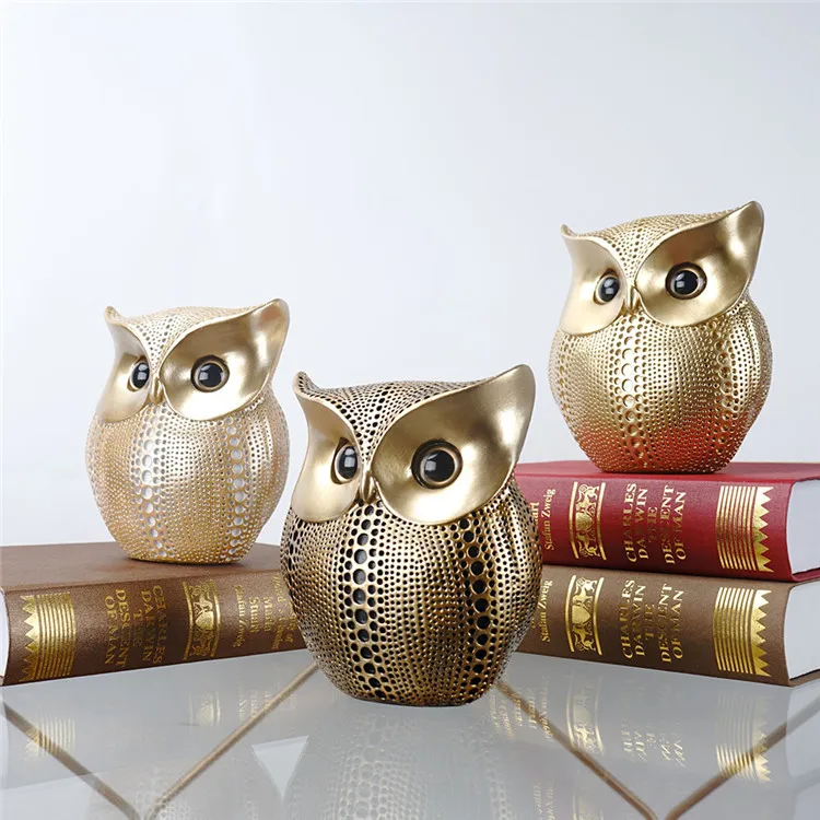 Modern Style Creative Owl Sculpture Figurine Statue Ornament Resin Craft Adornments For Home Table Bookshelf Decor