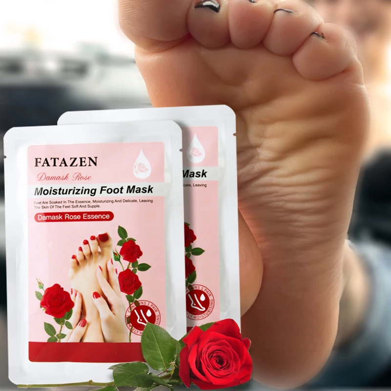 Private Label Body Care Exfoliating Foot Mask Rose Collagen Foot Mask Socks Hydrating Moisturizing Feet Peeling Foot Mask