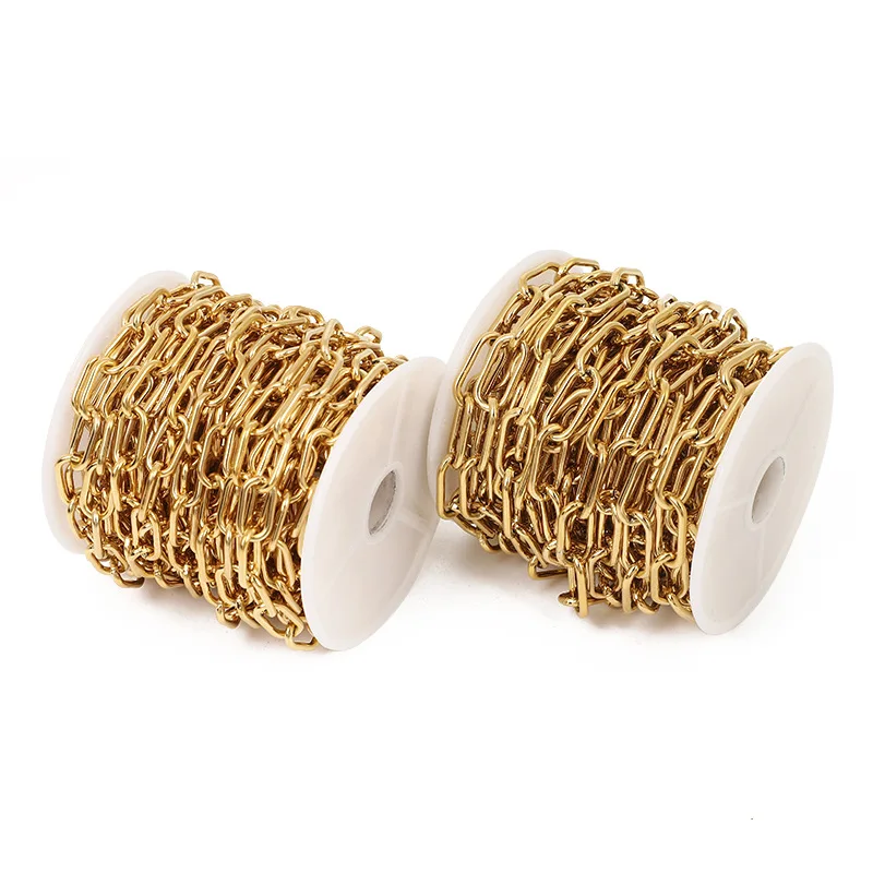 Dainty Stainless Steel Paperclip Chain Women Hot Sale 18k Gold Plated Chain For DIY Making Bracelet Accessories