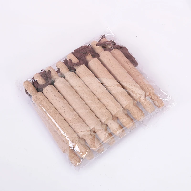 14cm Mud Roller Pottery Tools With Brown Rope Rolling Pin With Handle Happy Wooden Kitchen Toy Set Armazon