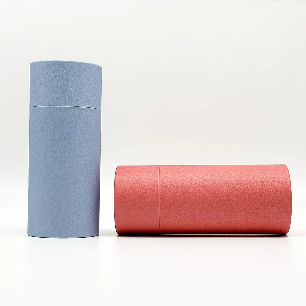 Recyclable Cardboard Cylinder Round Bottle Box with Lid Cosmetics Standard Carton Packaging Kraft Paper tube package