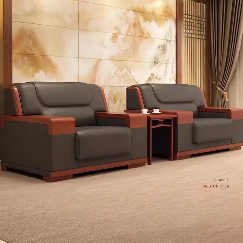 Hot Sales Office Sofa Leather Sofa Simple Chinese Comfortable Business VIP Reception Meeting Room Boss Office Sofa Sets Modern