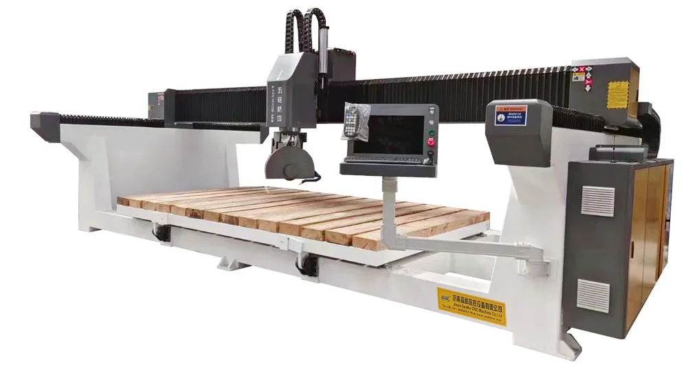 5 axis porcelain cnc quartz bridge saw type blade block slab stone cutting cutter engraving machine with vacuum manipulation