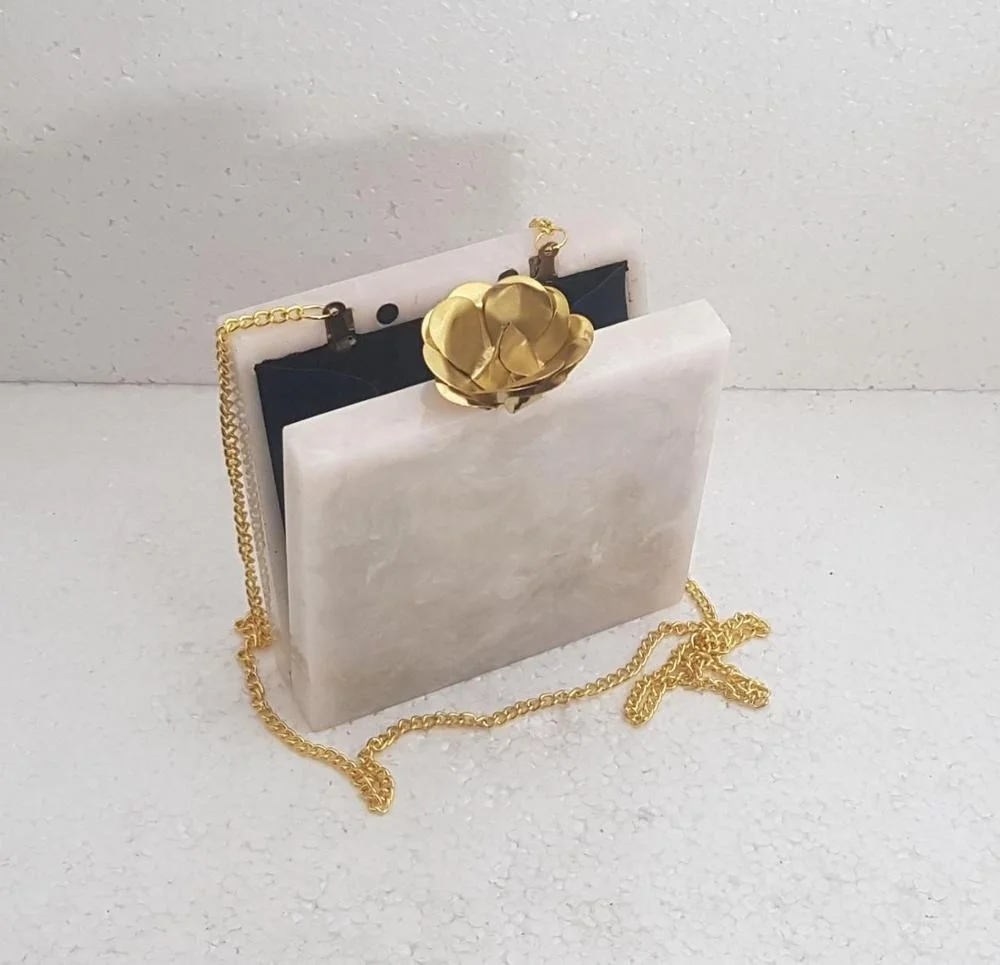 Resin Handcrafted White Hot Selling Clutch And Evening Bag