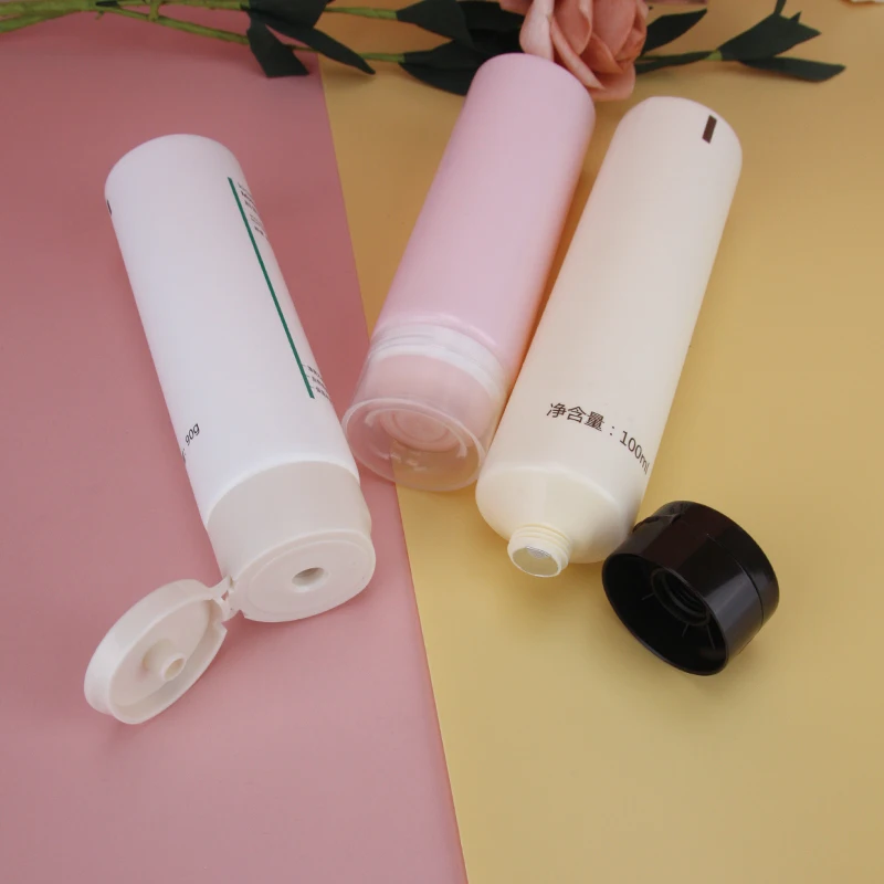 Fashion Cream Cosmetic Aluminum Plastic Tube Container with Black Screw Cap