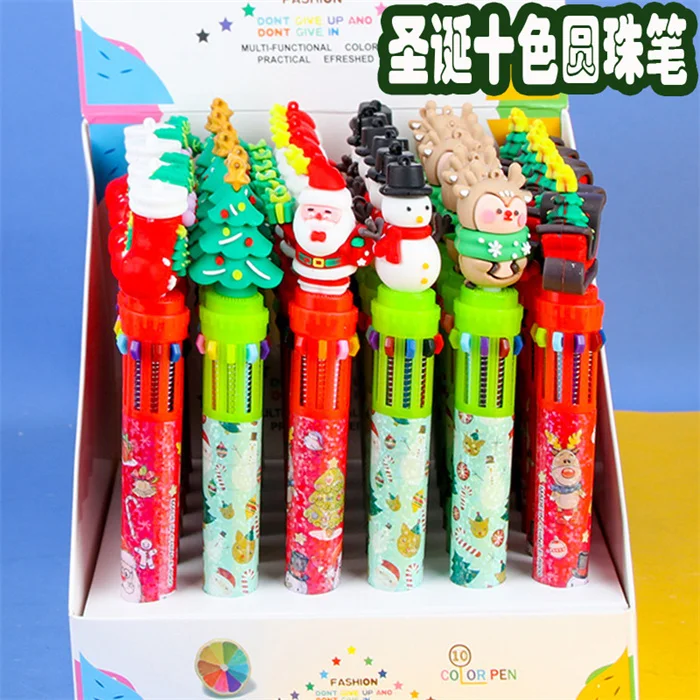 Innovative Factory Direct christmas gift office supplies and Writing stationery,10 IN 1 Plastic  Click ballpoint pen for school