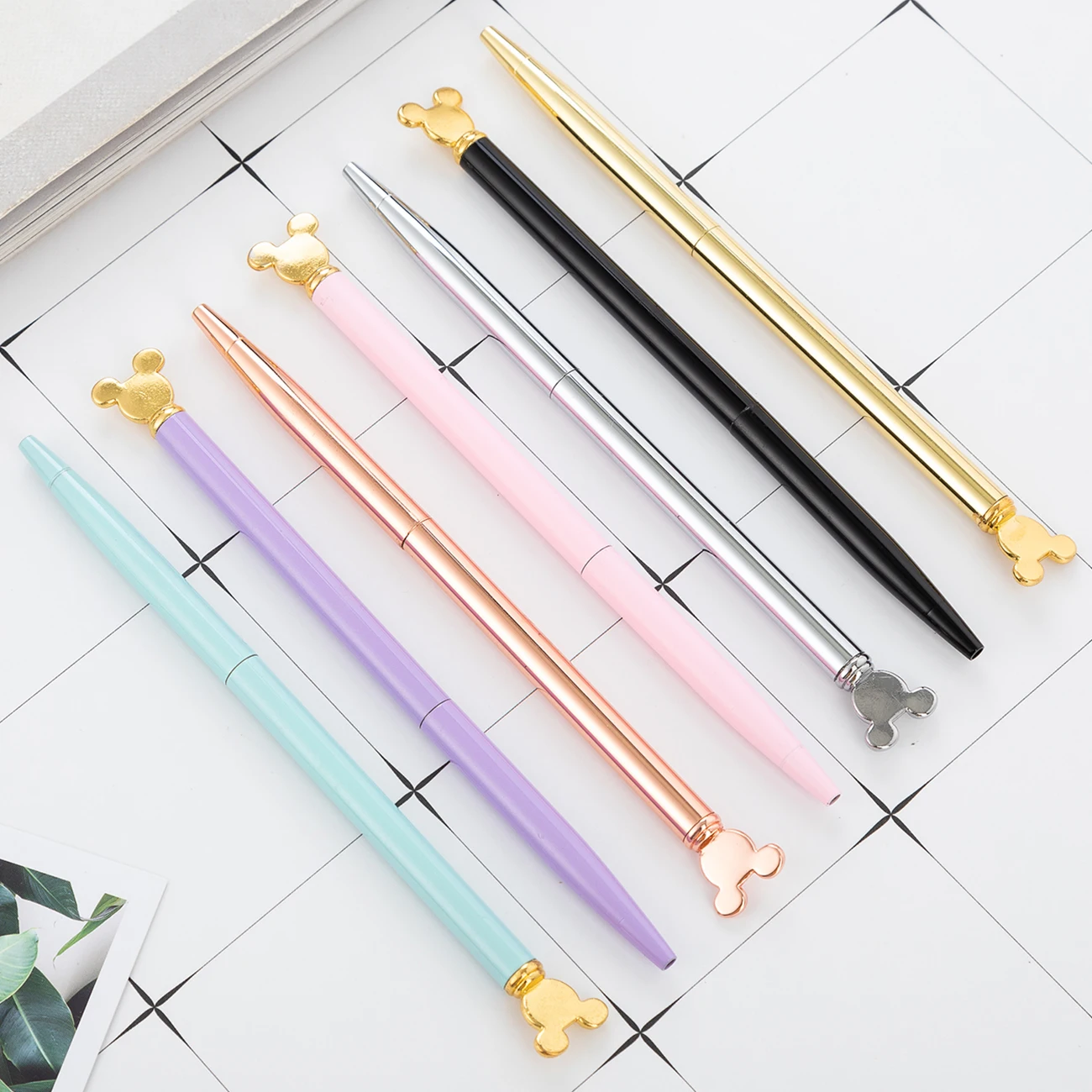 Shuhao Pen Factory Wholesale Creativity Fancy Cute  Mouse Head Top Metal Ballpoint Pen Aluminum Tube Ballpoint Pen