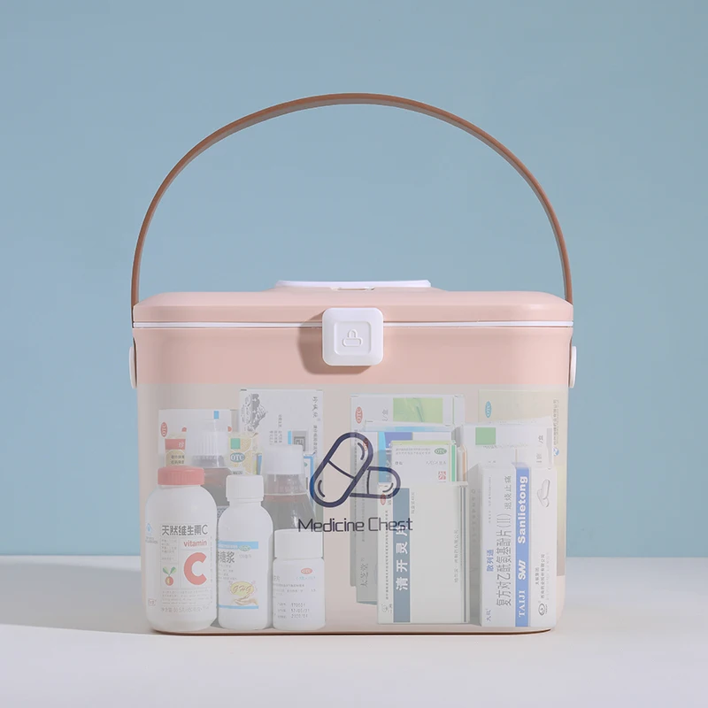 
Family Medicine Cabinets Customized Plastic Portable Medicine Lock Vial Box Chest 