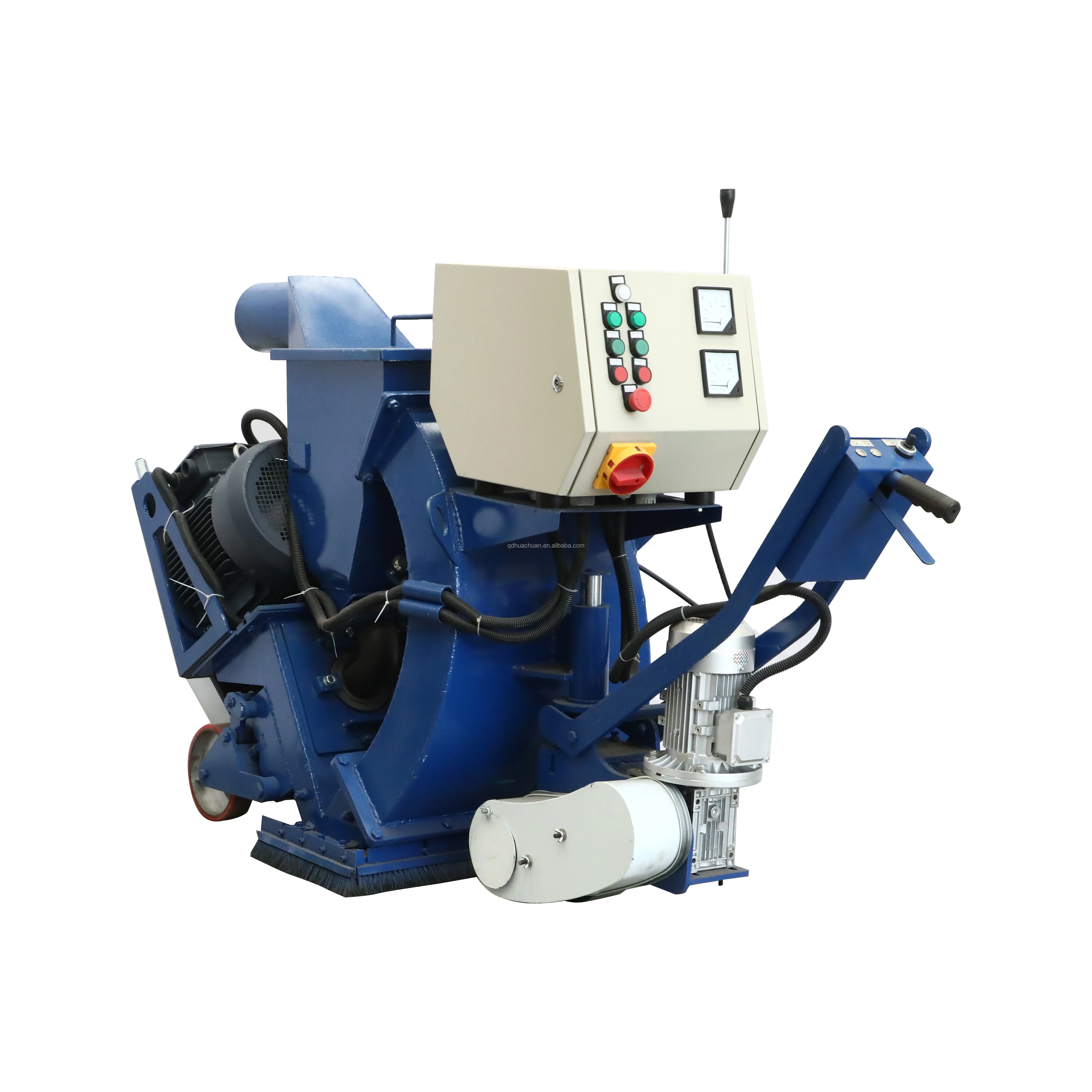 Mobile floor shot blasting machine for ship deck plate