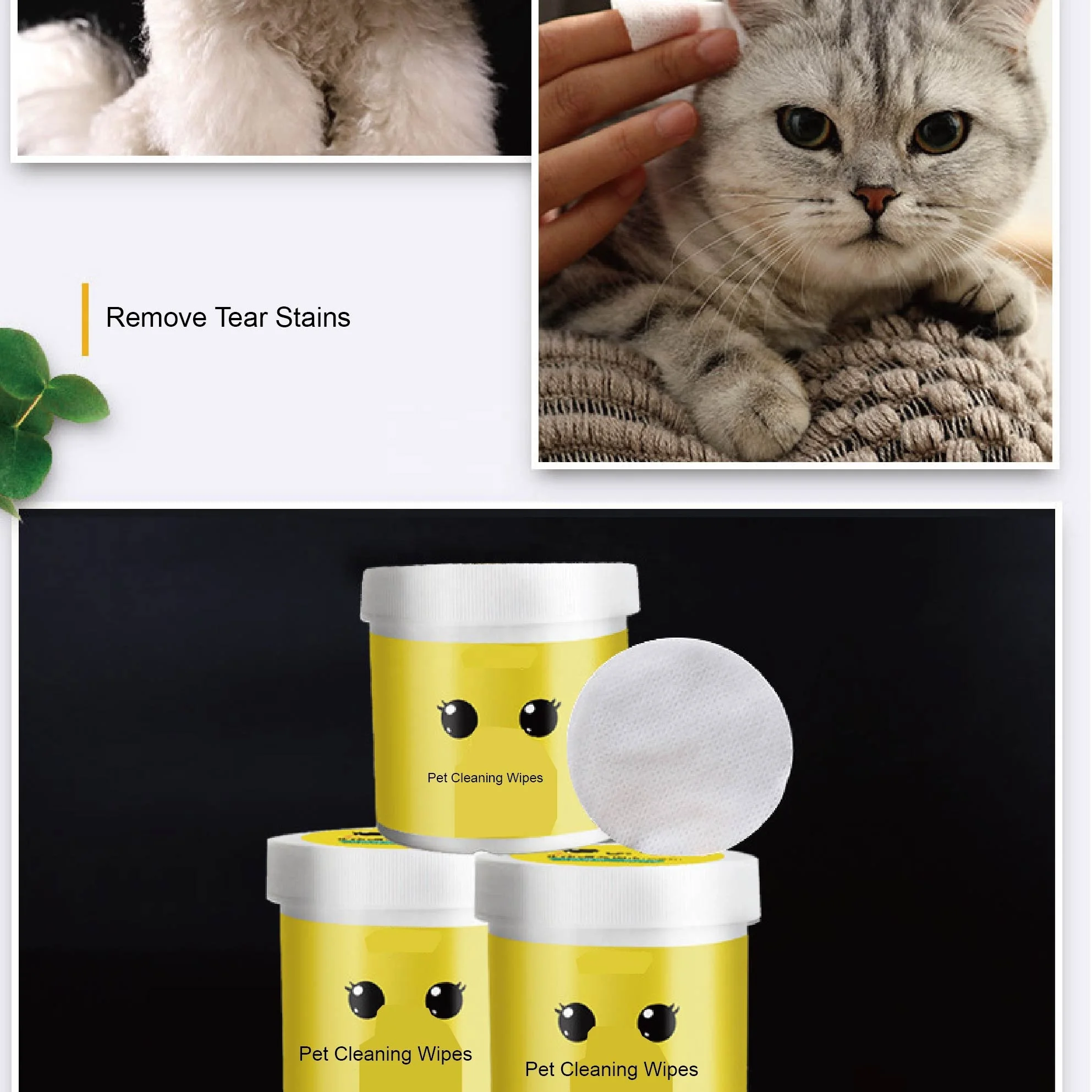 Deodorizing Multi Purpose Dog Plant Based Cleaning Aloe Compressed Towel For Dogs Cats Hypoallergenic Pet Wipes