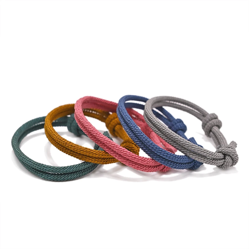 ECC001 20 Kinds of Colordouble Twill Rope Bracelet  Lucky Friendship Bracelet Double Knot Adjustable Hand Made Bangle
