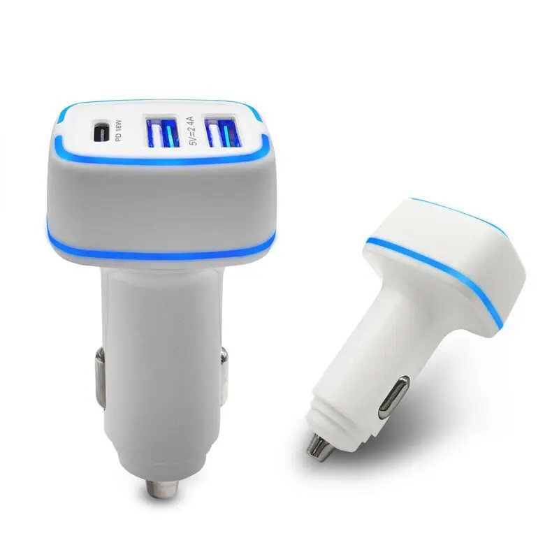 Excellent 3 Port Usb 2.4A & Pd 20W Car Phone Charger Led Lighter 32W Power Car Charger