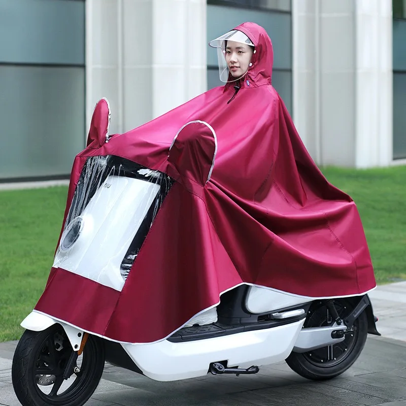 Electric vehicle raincoat thickened double brim adult conjoined riding motorcycle rain poncho scooter wholesale rain gear