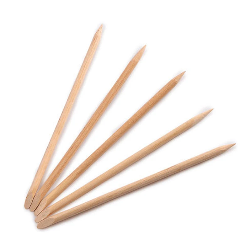 Fast shipping cheap price 11.4cm orange wood nail sticks cuticle removal manicure pusher wholesale wooden cuticle pusher 100pcs