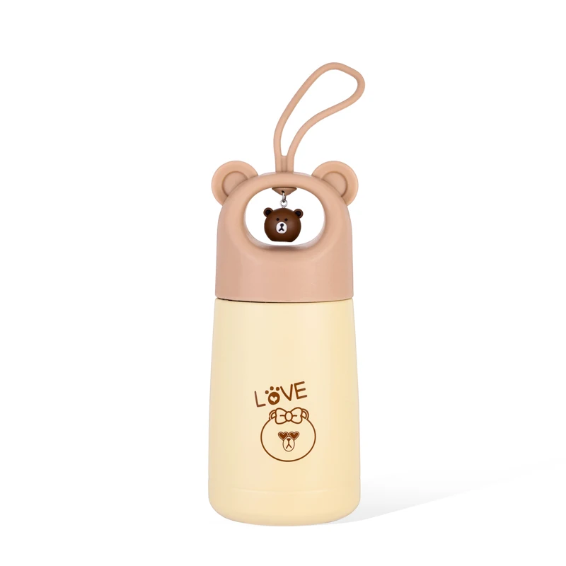 School Bottle Cute Cartoon Kids 304 Stainless Steel Water Bottle for Drinking 350ml Portable Water Bottle With Rope