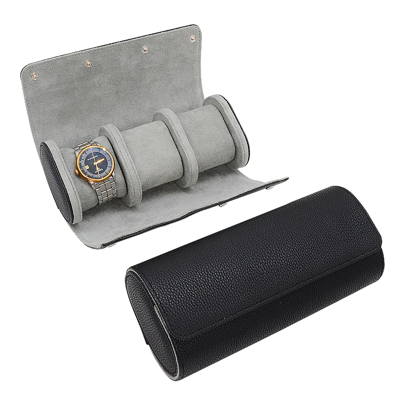 Luxury 1 2 3 Slot Gift Packaging Pu Leather Custom Wholesale Snap Fastener Watch Display Box