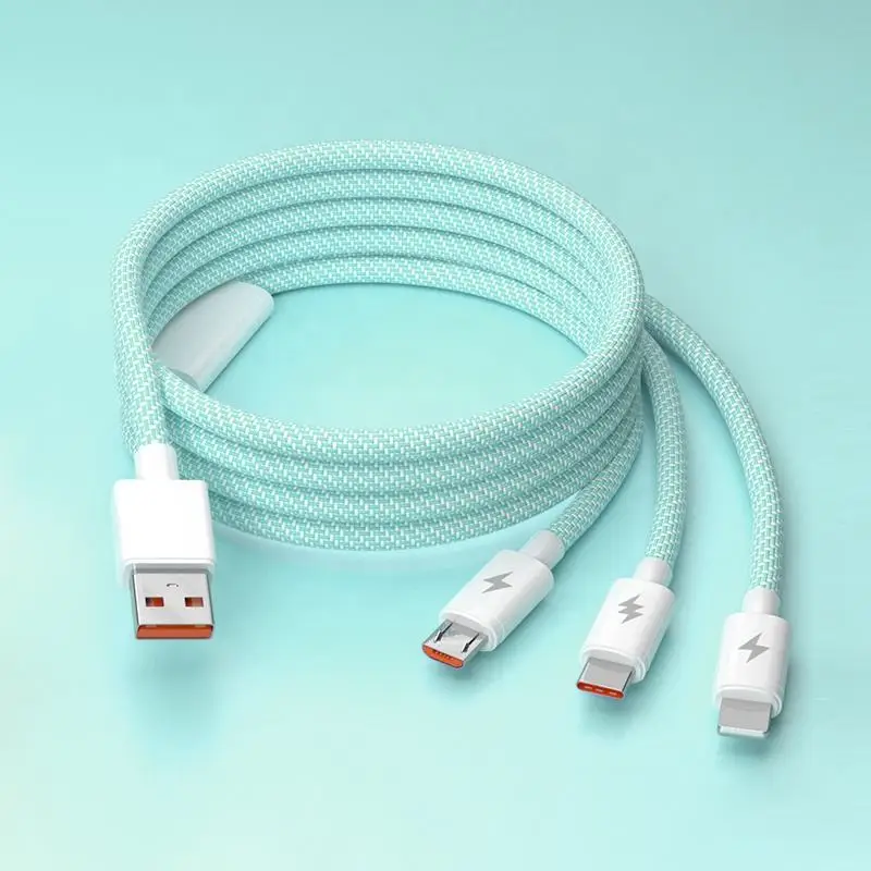 Hot Sale Macaroon Colorful Braiding USB Type C Micro L Fast Charge USB 3 in 1 Charging Cable