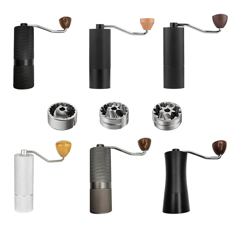 Manual Coffee Grinder Al-alloy Body CNC Stainless Steel Burr Grinding 6 Stars Core Coffee Bean Grinders